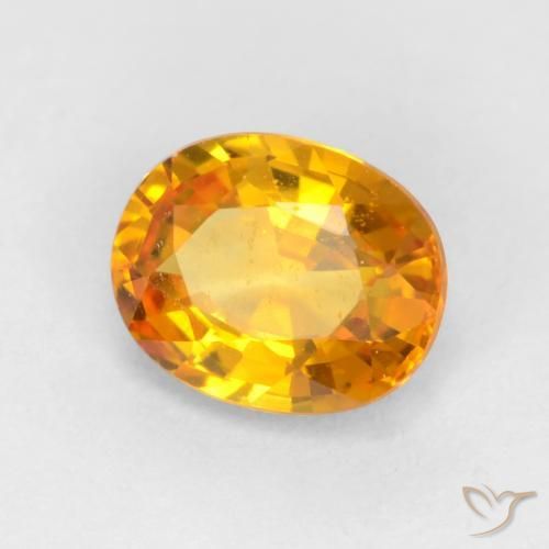 Saphir Or orange foncé naturelle ovale, 0.59 ct, VVS-VS