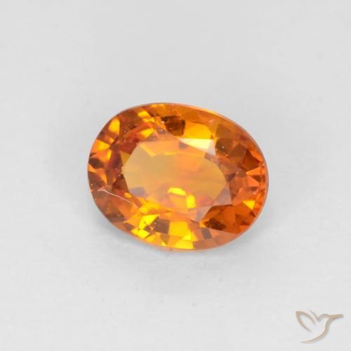 Saphir Abricot orange naturelle ovale, 0.57 ct, VS
