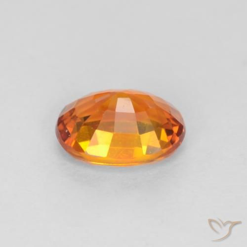Saphir Abricot orange naturelle ovale, 0.57 ct, VS