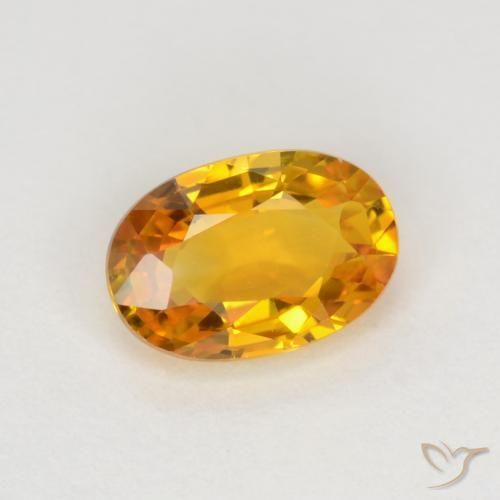 Saphir Or orange foncé naturelle ovale, 0.72 ct, VVS-VS