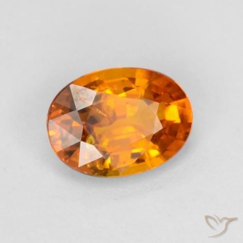 Saphir Orange vif naturelle ovale, 0.70 ct, VS