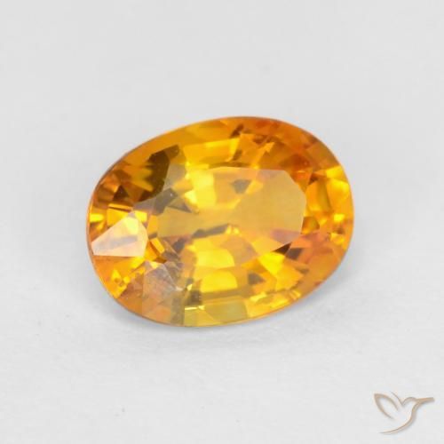 Saphir Orange vif naturelle ovale, 0.78 ct, VS