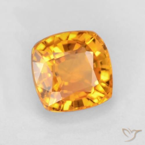 Saphir Orange moyen naturelle Coussin, 0.70 ct, VS