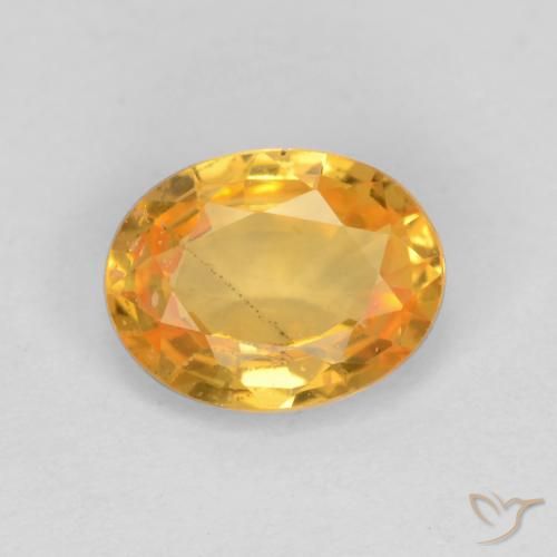 Saphir jaune de 0,78 carats à vendre, ovale Saphir en vrac de Tanzanie, Gemme naturelle, 6,4 x 4,9 mm, Photo A