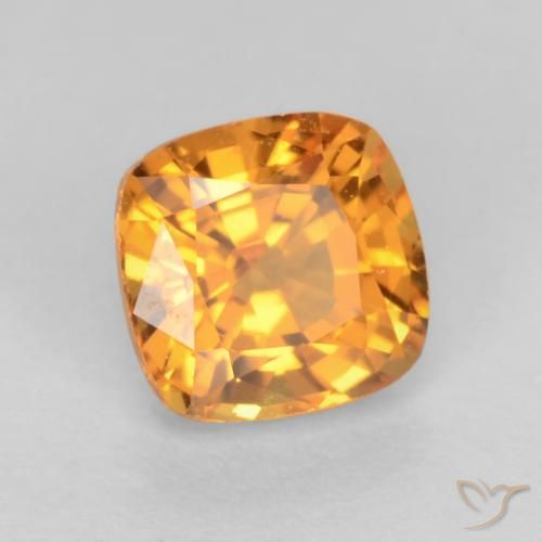 Saphir Doré-orange foncé naturelle Coussin, 0.51 ct, VS