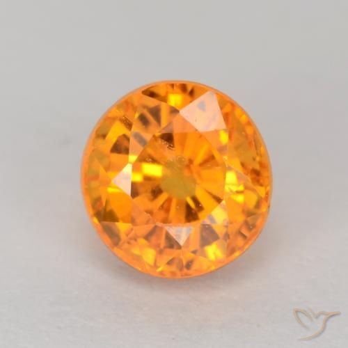 Saphir Orange moyen naturelle Coupe roude, 0.67 ct, VS