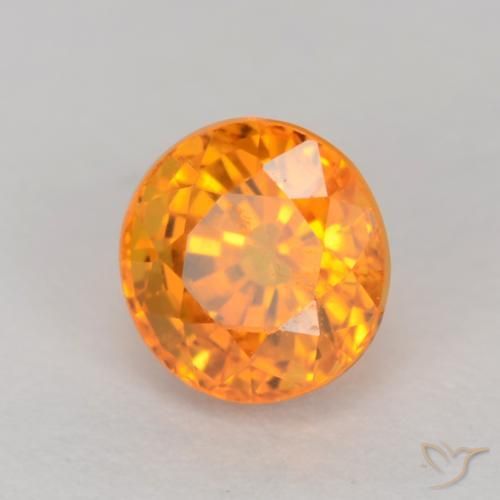 Saphir Orange moyen naturelle Coupe roude, 0.67 ct, VS