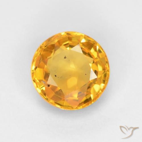 Saphir jaune de 0,55 carats à vendre, Rond Saphir en vrac de Tanzanie, Gemme naturelle, 4,8 mm, Photo A