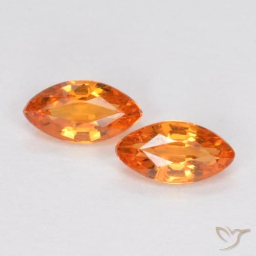 0.37ctw Naturel Orange moyen Saphir, Marquise, VS