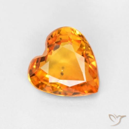 0.45ct Naturel Abricot orange Saphir, Cœur, VS