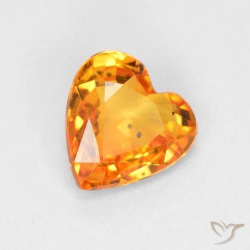 Saphir Abricot orange naturelle Cœur, 0.45 ct, VS