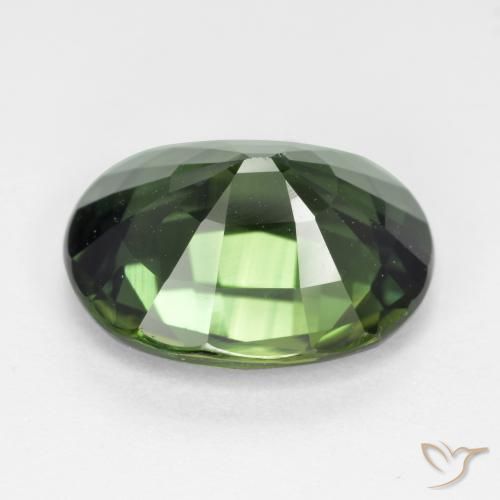 Saphir Vert terreux naturelle ovale, 6.06 ct, VVS