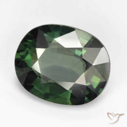 Saphir Vert frais naturelle ovale, 5.05 ct, VVS