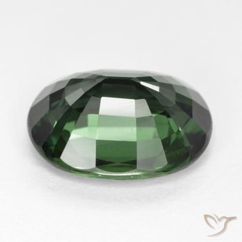 Saphir Vert frais naturelle ovale, 5.05 ct, VVS