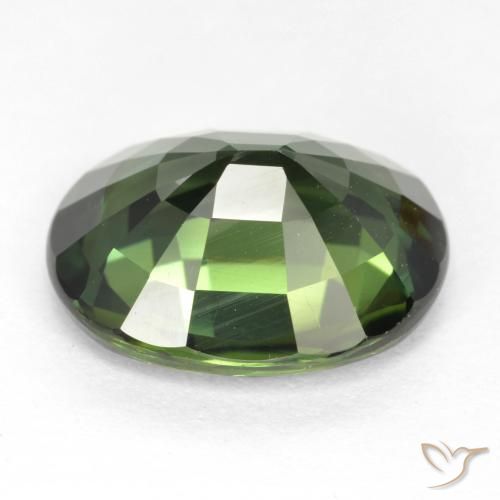 Saphir Vert brunâtre naturelle ovale, 6.03 ct, VVS-VS