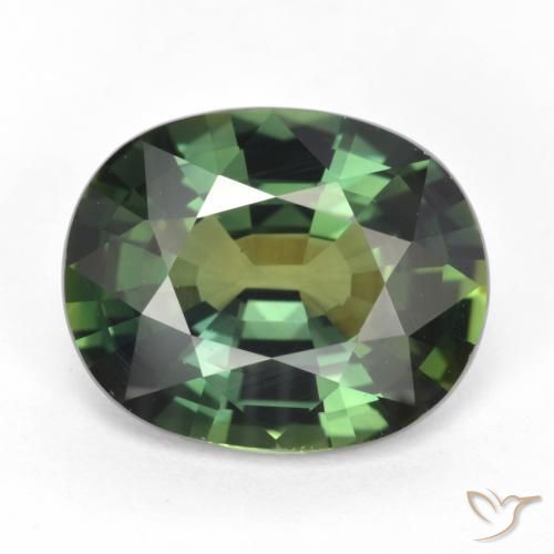 5.17ct Naturel Vert brunâtre Saphir, ovale, VVS