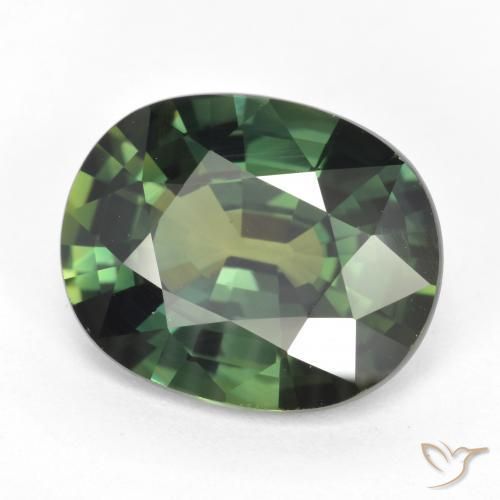 Saphir Vert brunâtre naturelle ovale, 5.17 ct, VVS