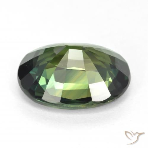 Saphir Vert brunâtre naturelle ovale, 5.17 ct, VVS