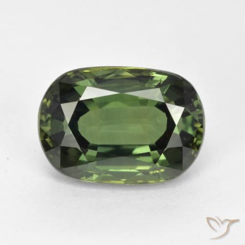 4.05ct Naturel Vert brunâtre Saphir, ovale, VVS