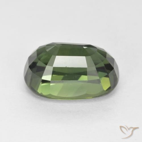 Saphir Vert brunâtre naturelle ovale, 4.05 ct, VVS