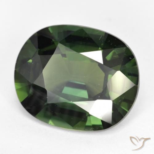 Saphir Vert frais naturelle ovale, 6.25 ct, VVS