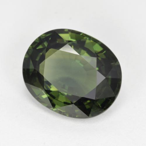 Saphir Vert chaud naturelle Coupe ovale, 4.12 ct, VVS