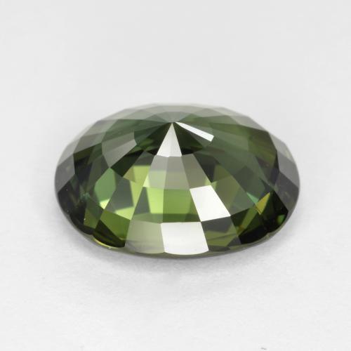 Saphir Vert chaud naturelle Coupe ovale, 4.12 ct, VVS