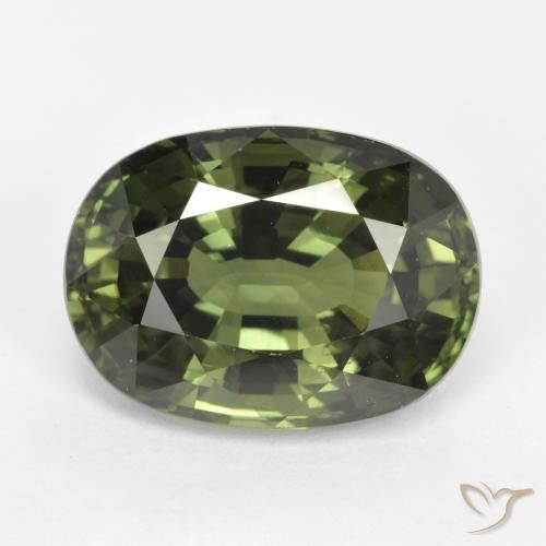 5.35ct Naturel Vert foncé Saphir, ovale, VVS