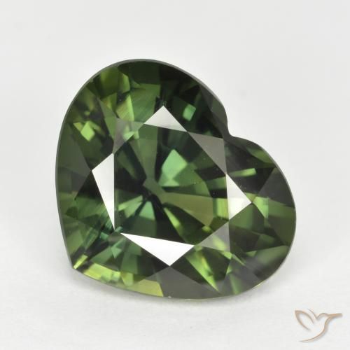 5.30ct Naturel Vert foncé Saphir, Cœur, VVS