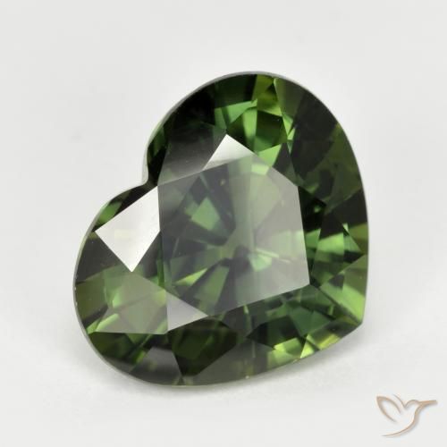 Saphir Vert foncé naturelle Cœur, 5.30 ct, VVS