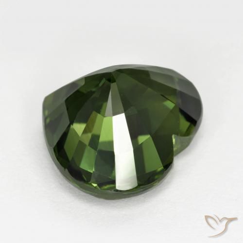 Saphir Vert foncé naturelle Cœur, 5.30 ct, VVS