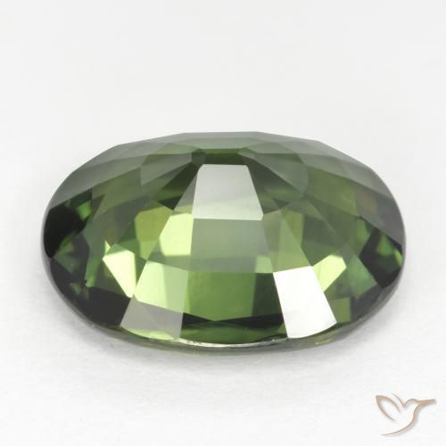 Saphir Vert terreux naturelle ovale, 5.52 ct, VVS-VS