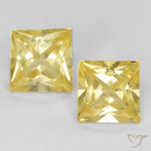 0.57ctw Naturel Jaune moyen-léger Saphir, Carré, VS