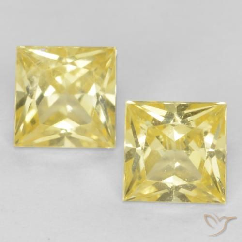 0.63ctw Naturel Jaune moyen-léger Saphir, Carré, VVS-VS