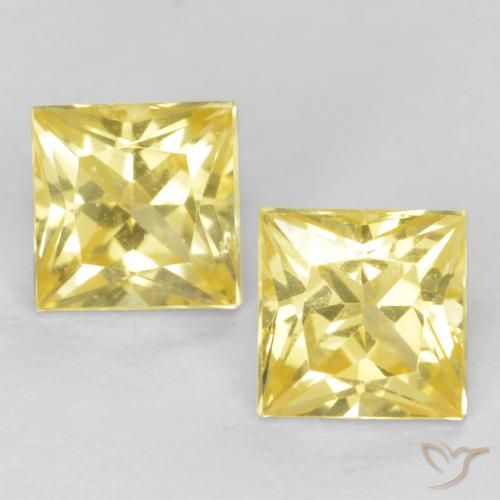 0.69ctw Naturel Jaune moyen-léger Saphir, Carré, VVS-VS