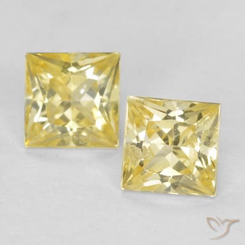 0.70ctw Naturel Jaune moyen-léger Saphir, Carré, VVS-VS
