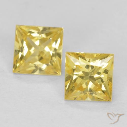 0.68ctw Naturel Jaune Toscane Saphir, Carré, VVS-VS