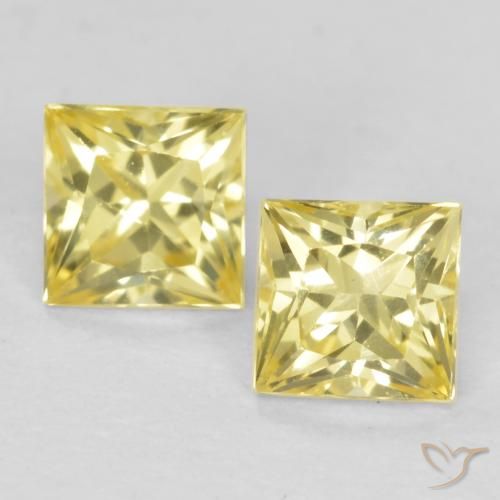 0.57ctw Naturel Jaune Toscane Saphir, Carré, VVS-VS