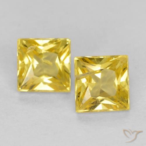 0.52ctw Naturel Jaune Toscane Saphir, Carré, VS
