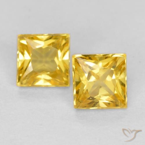 0.53ctw Naturel Jaune miel Saphir, Carré, VS