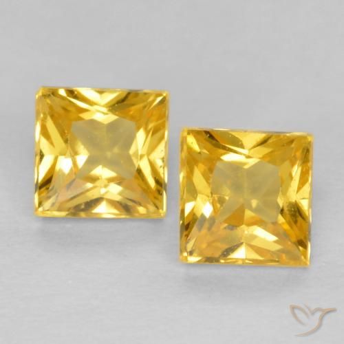 0.58ctw Naturel Jaune foncé Saphir, Carré, VS