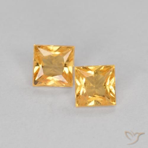 0.47ctw Naturel Orange moyen Saphir, Carré, VS