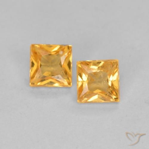 0.52ctw Naturel Orange moyen Saphir, Carré, VS