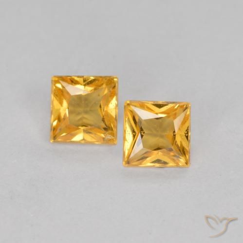 0.47ctw Naturel Orange moyen Saphir, Carré, VS