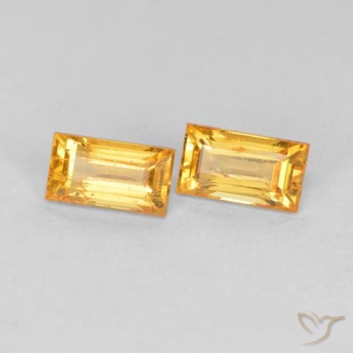 0.60ctw Naturel Orange Doré Saphir, Baquette, VS-SI