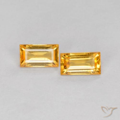 0.48ctw Naturel Orange doré profond Saphir, Baquette, VS