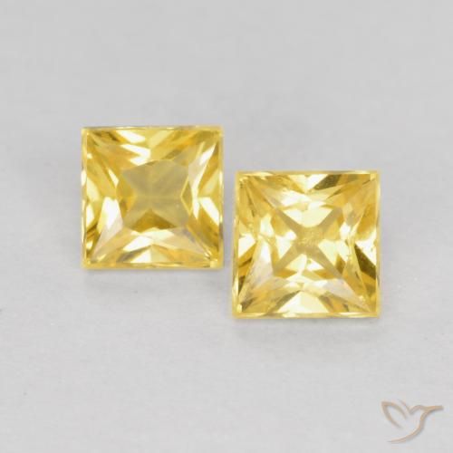 0.53ctw Naturel Jaune moyen Saphir, Carré, VS