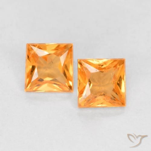 0.50ctw Naturel Orange moyen Saphir, Carré, VS