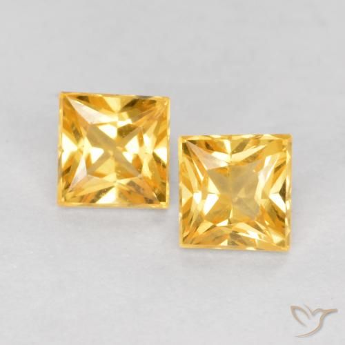 0.58ctw Naturel Or moyen Saphir, Carré, VS