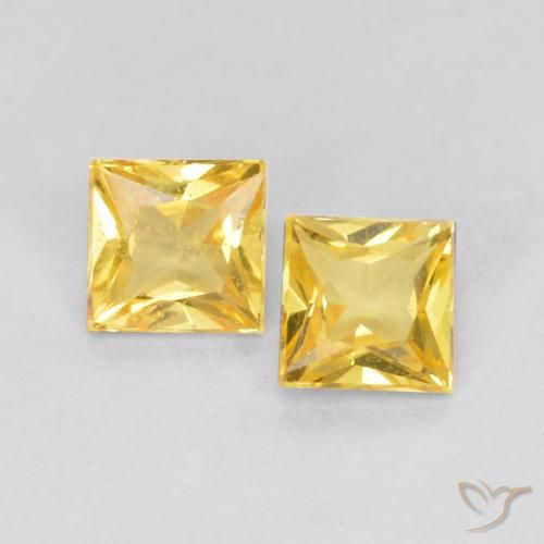 0.47ctw Naturel Jaune Toscane Saphir, Carré, VS